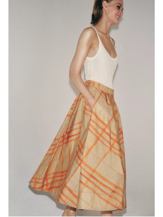 Zara Dresses & Skirts - Zara Plaid Cape Midi Skirt With Side Pockets